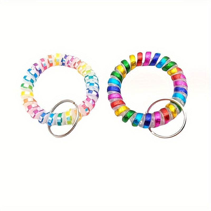 Plastic Spring Coil Keychain Bracelet Telescopic Ring
