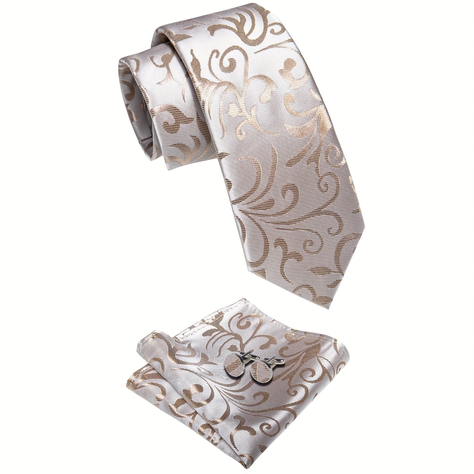 Men's Business Accessories Set: Necktie, Handkerchief & Cufflinks