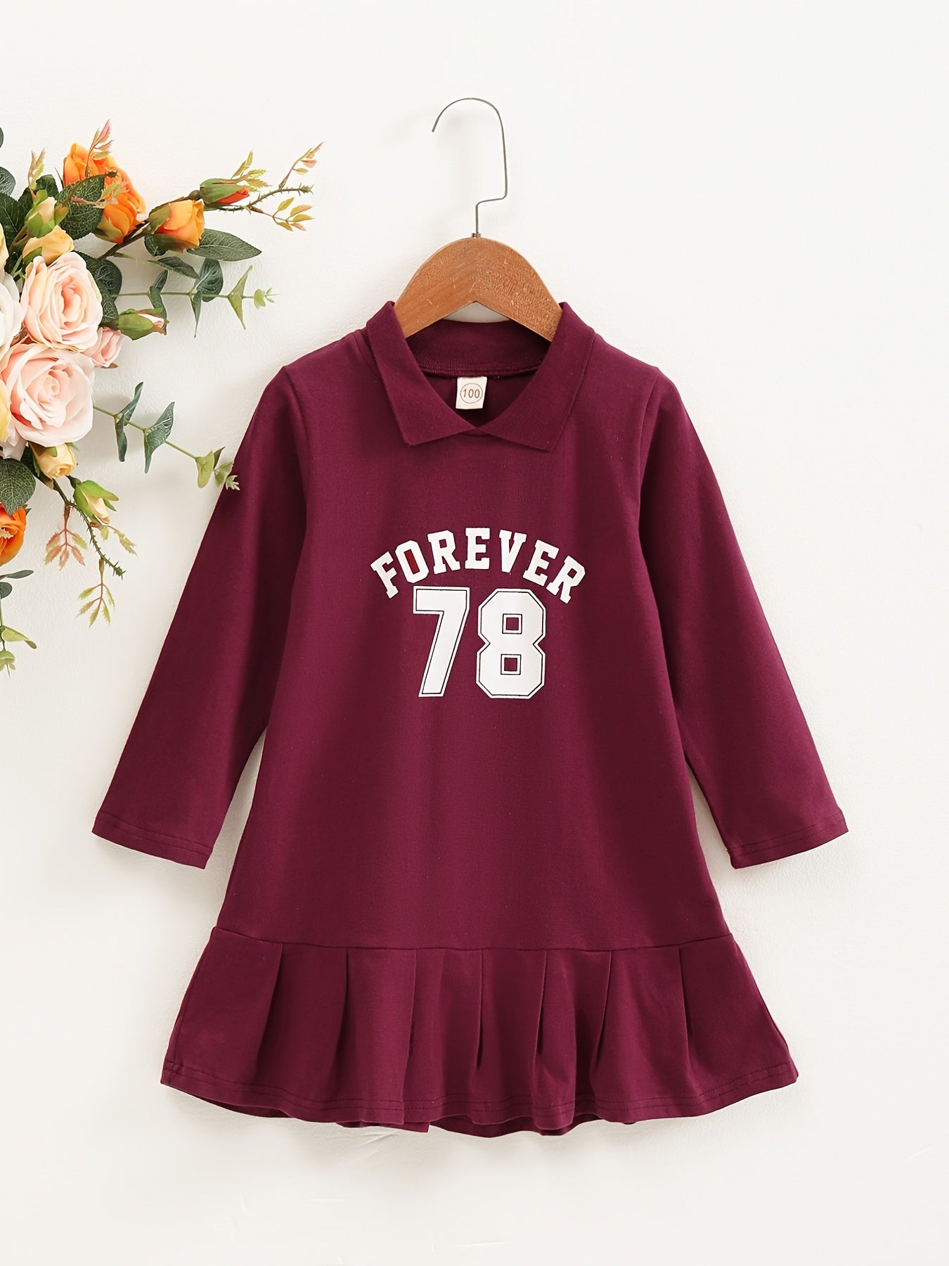 Girls Long Sleeve Skater Dress for Sports Casual Outfit
