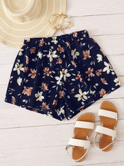 Floral Print Elastic Waist Shorts Boho Shorts For Spring & Summer Women's