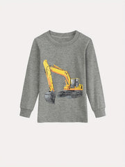 Boys Excavator Print Homewear Set Long Sleeve Top & Trousers