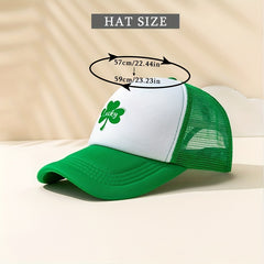 Green Mesh Trucker Hat Four Leaf Clover St Patrick's Caps
