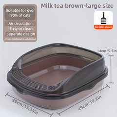 Anti-Splashing Cat Litter Box, Detachable Basin, High Fence Cat Toilet