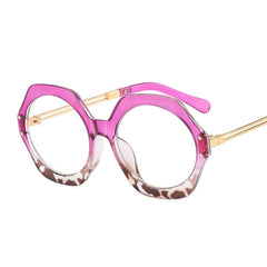 Hexagonal Colorful Glasses Frame Leopard Gradient Eyeglass Frame