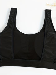 Sexy Bikini Set Women's Solid Cut Out Tank Top & Brief Two Piece
