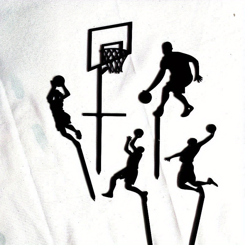 5pcs Boys Basketball Scene Cake Decoration Set