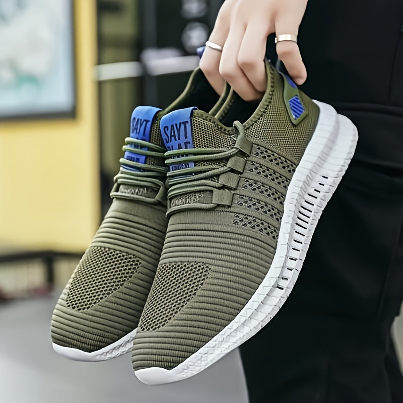 Men's Striped Running Shoes Breathable Sneakers For Outdoor Sports