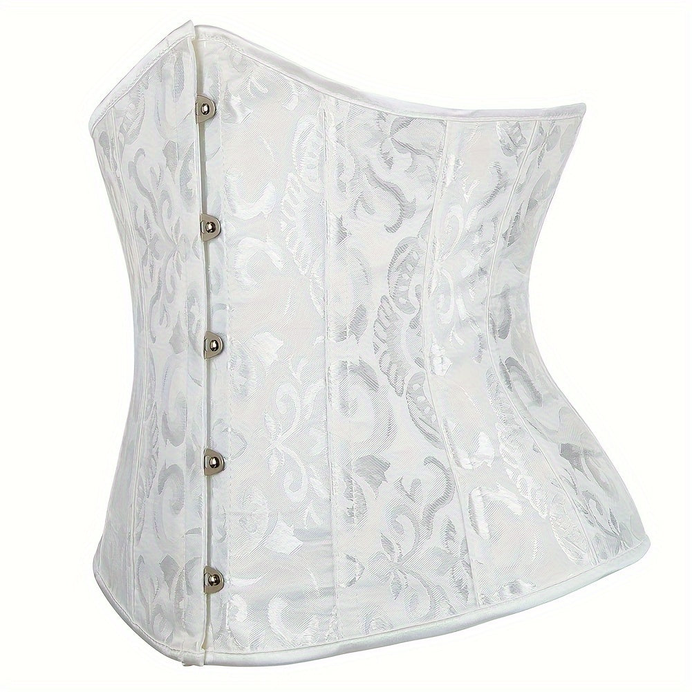 Jacquard Strapless Corset Bustier Lace Up Slimmer Body Shaper Women's Lingerie