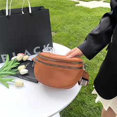Vintage Crossbody Bag Faux Leather Chest Purse Solid Fanny Pack for Travel