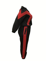Plus Size Colorblock Long Sleeve Zipper Jacket & Joggers Set