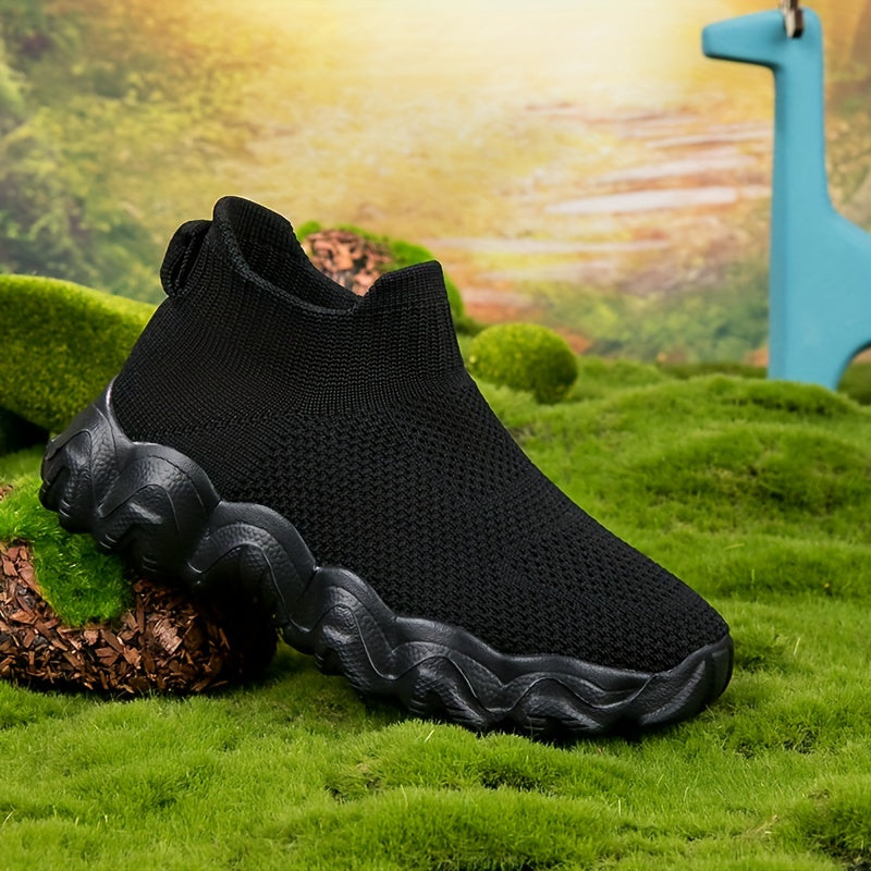 Boy's Slip On Sock Shoes Woven Knit Sneakers Running Shoes