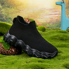 Boy's Slip On Sock Shoes Woven Knit Sneakers Running Shoes