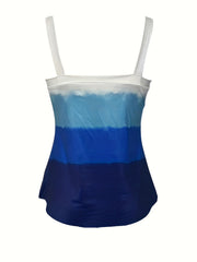 Colorblock V Neck Tank Top Sleeveless Summer Top