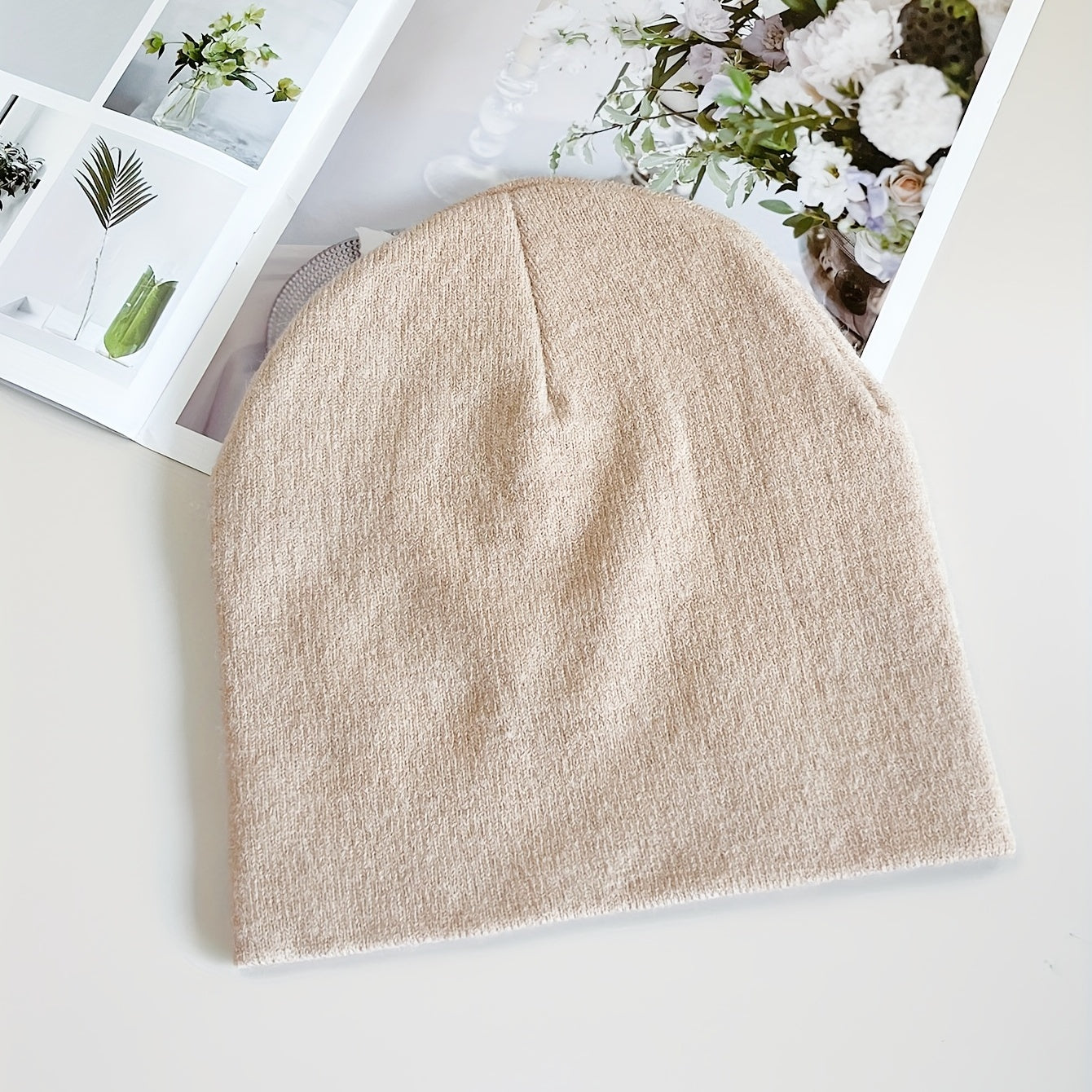 Skull Snake Cross Jacquard Beanie Soft Elastic Knit Hat Khaki