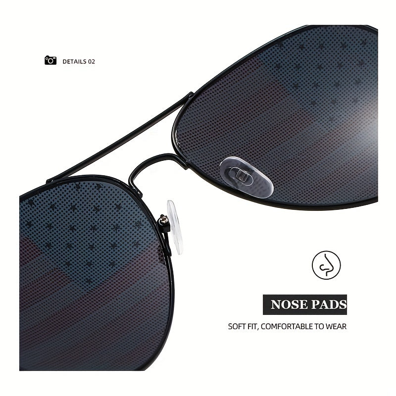 Men's American Flag Sunglasses Metal Frame