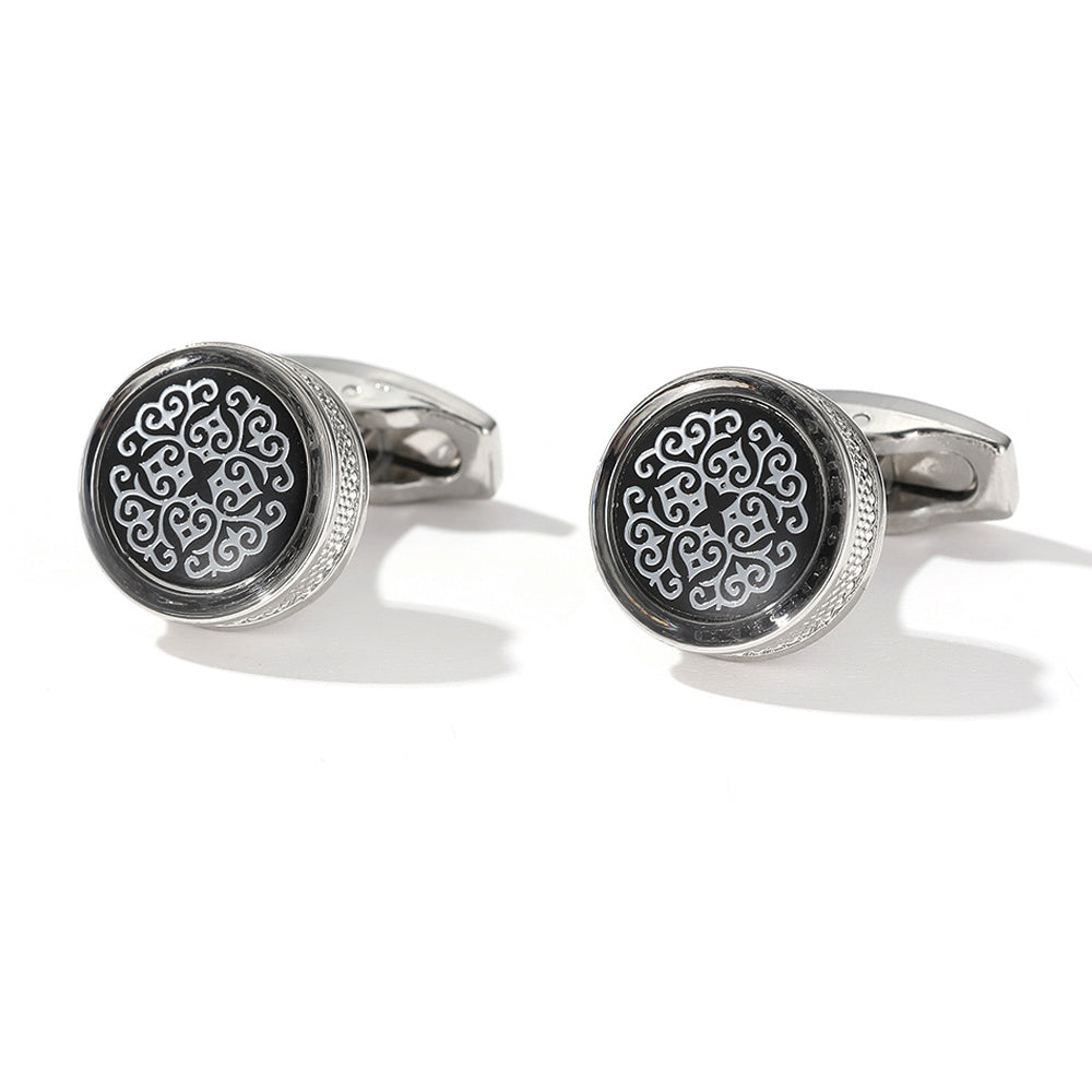 Vintage Round Silver Shirt Cufflinks for Men