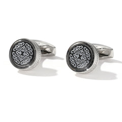 Vintage Round Silver Shirt Cufflinks for Men