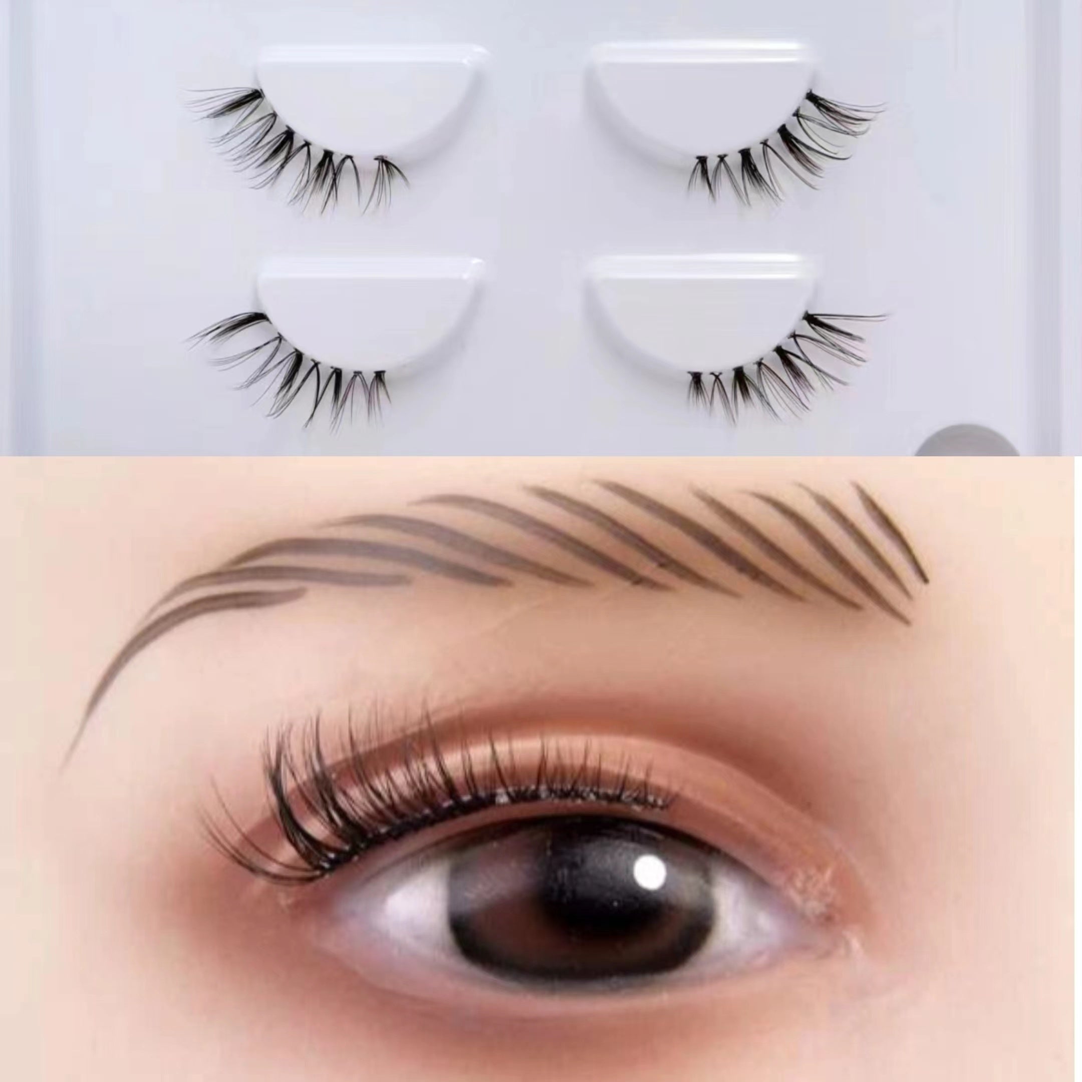 2 Pairs Faux Mink False Eyelashes & Eyeliner Set - Natural Volume