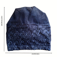 Lace Embroidery Mesh Turban Cap Women Head Wrap Elastic Beanie