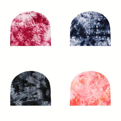 Tie Dye Print Soft Beanie Satin Lined Elastic Bonnet Sleeping Night Cap
