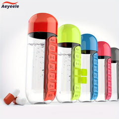 Aeyeele 600ml Water Bottle with Pill Box