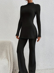 Ribbed Lounge Set Top & Pants Women's Loungewear