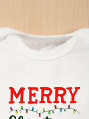 Christmas Baby Cotton Bodysuits Merry Christmas Colorful Letter Print