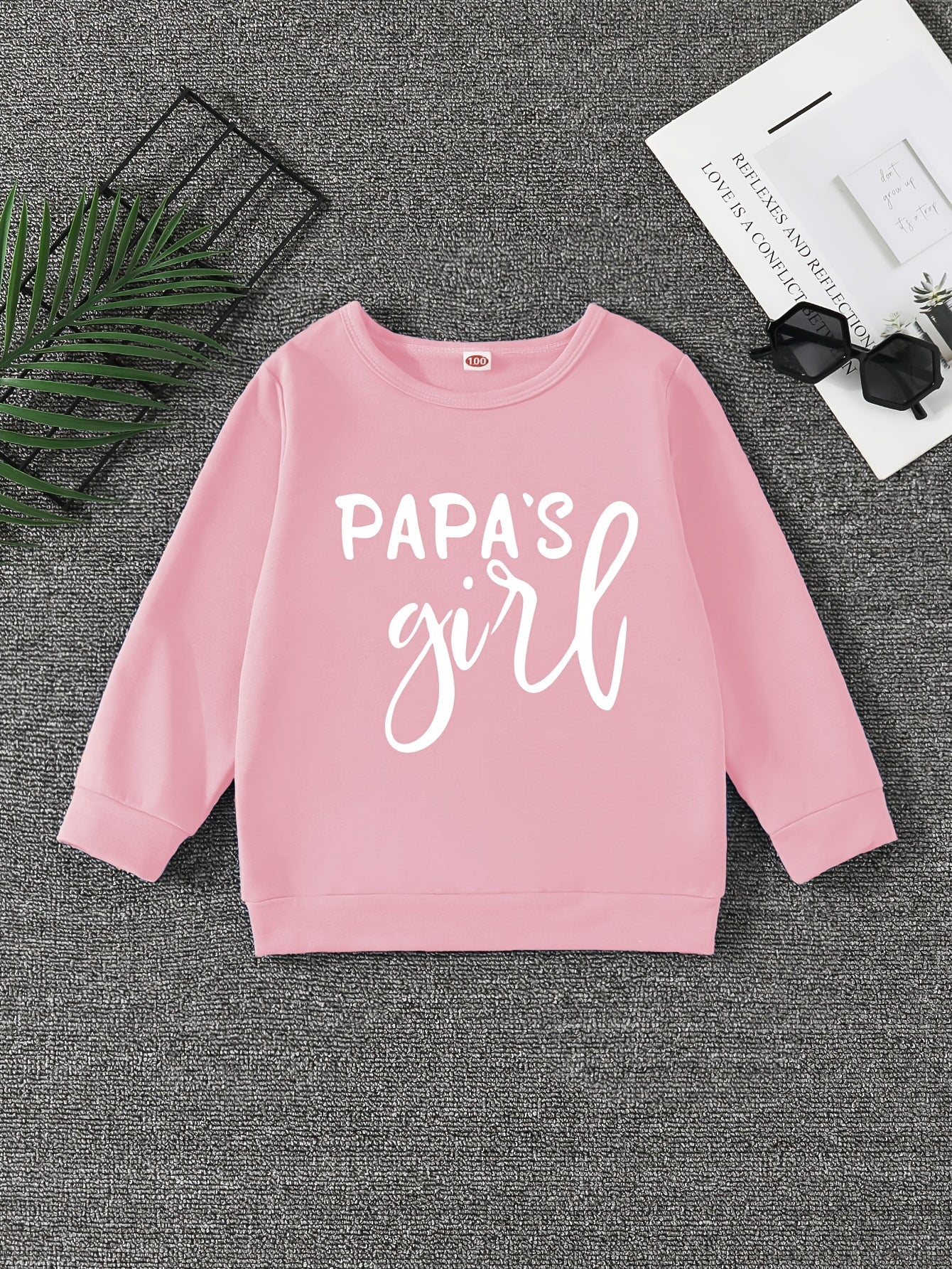 Girls' Papa's Girl Long Sleeve Sweatshirt Round Neck Pullover
