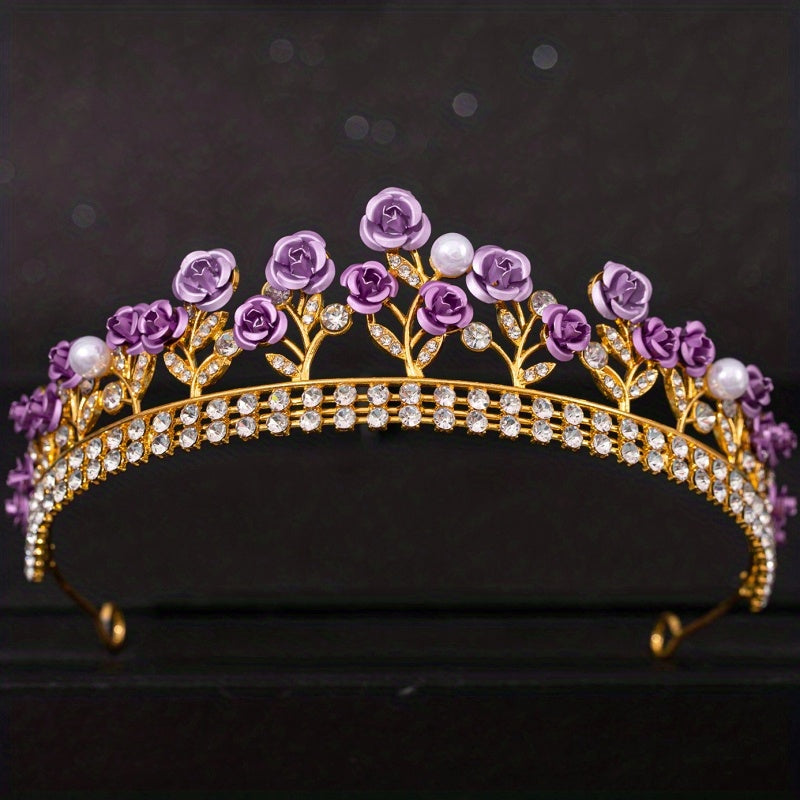 Faux Pearl Rhinestone Tiara Wedding Hair Accessory