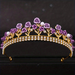 Faux Pearl Rhinestone Tiara Wedding Hair Accessory
