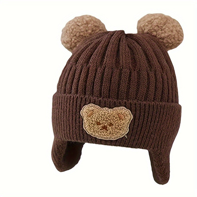 Winter Baby Beanie Bear Ear Protection Knitted Hat Boys Girls Warm Hat