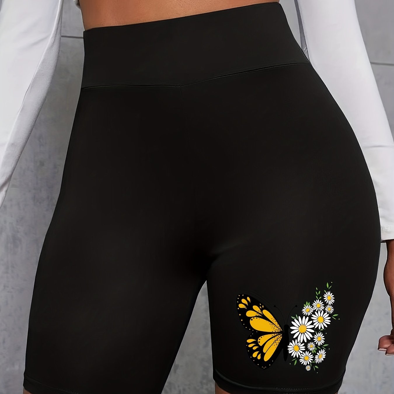 Butterfly Print High Rise Biker Shorts