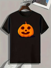 Halloween Pumpkin Print Men's Graphic T-shirt Casual Comfy Tee