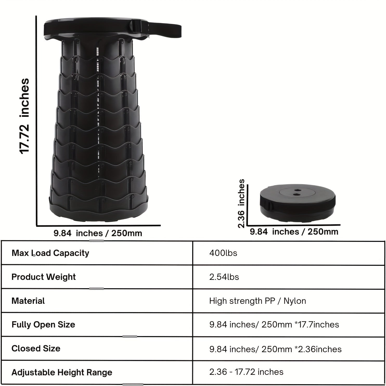 Portable Folding Camping Stool Lightweight Seat For Fishing Outdoors