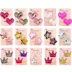 Sparkling Pentagram Heart Hair Clips Set for Christmas Parties