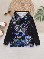Butterfly Graphic Hoodies Girls Comfy Pullover Sweatshirt