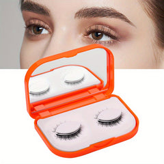 2 Pairs Self Adhesive Natural Volume Faux Mink Lashes with Box and Mirror
