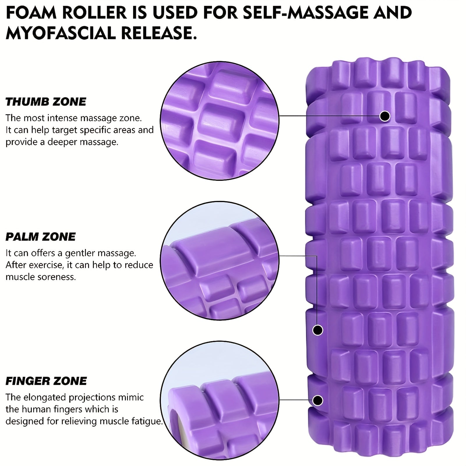 Yoga Foam Roller Deep Tissue Trigger Massage Roller 13.5inch