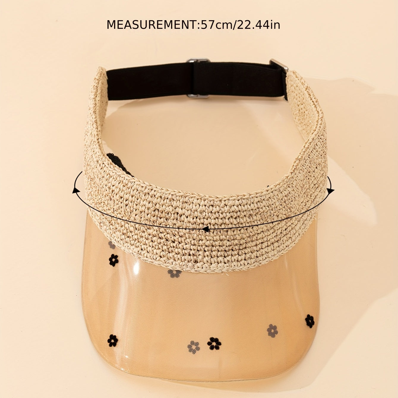 Raffia Visor Hat Flower Print Straw Sun Hat Summer Casual Beach Hats