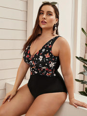 Floral Print One Piece Swimsuit