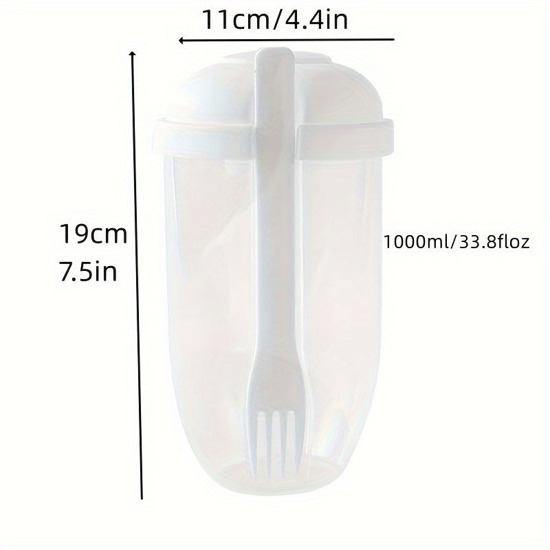 Thickened Transparent Salad Cup with Fork, Portable Breakfast Cup, Office Use