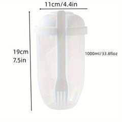 Thickened Transparent Salad Cup with Fork, Portable Breakfast Cup, Office Use