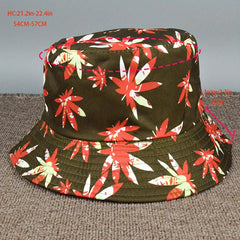 Maple Leaf Print Bucket Hat Foldable Outdoor Sun Protection Sunshade