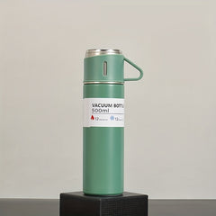 500ml Stainless Steel Water Cup w/ Teacup Lid, Leakproof & Insulated