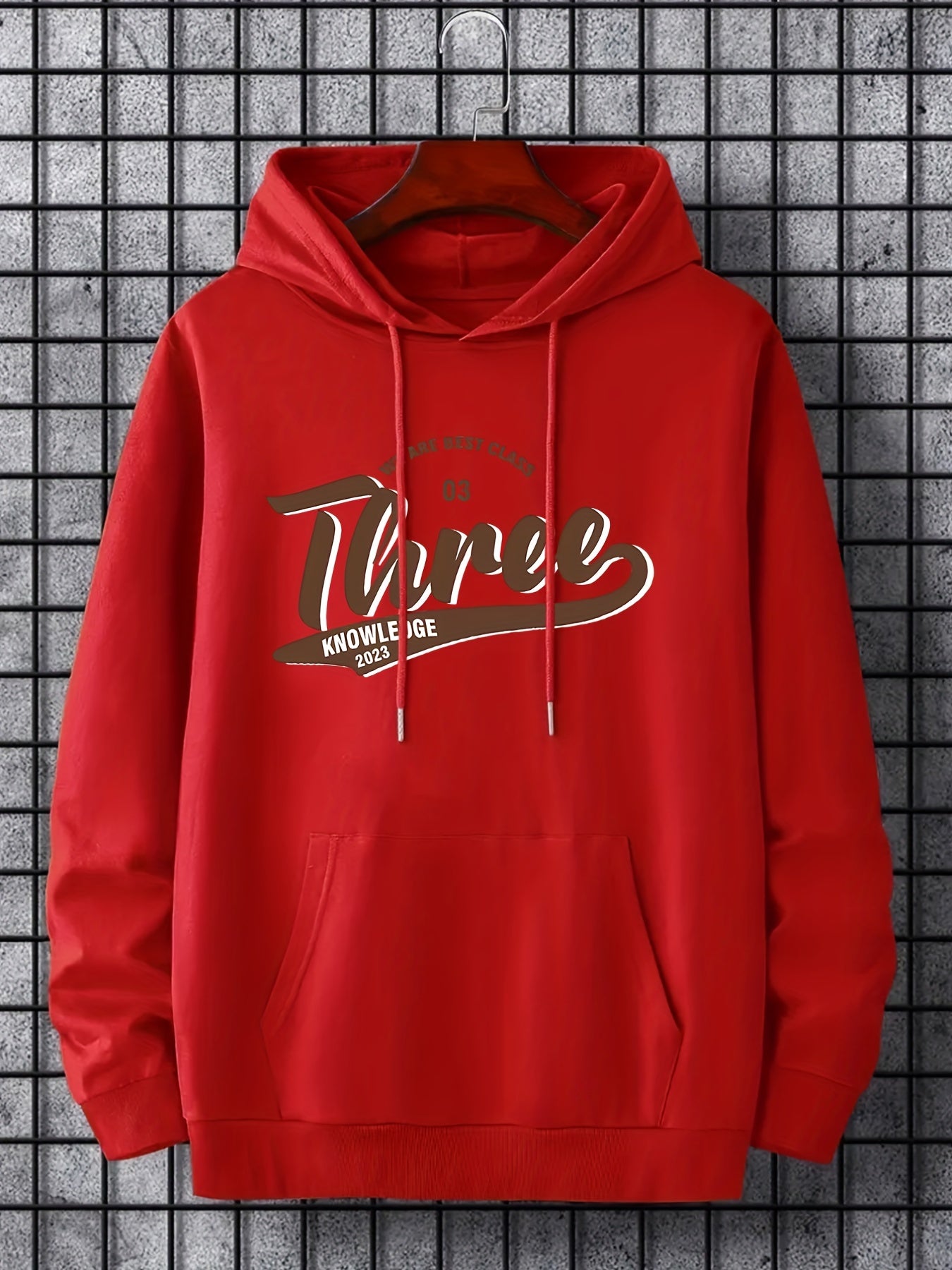 Men's Three Print Hoodie Casual Stretch Hooded Sweatshirt