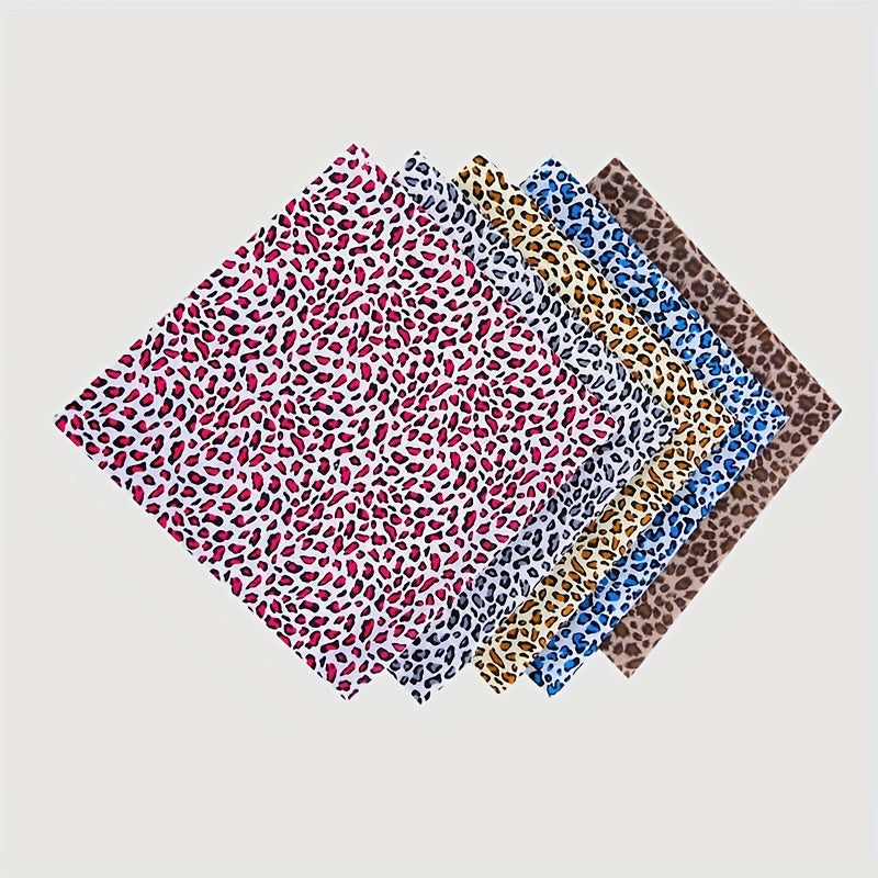 5 Pcs 9.8 X 9.8 Leopard Print Fabric Animal Quilting Cotton Patchwork