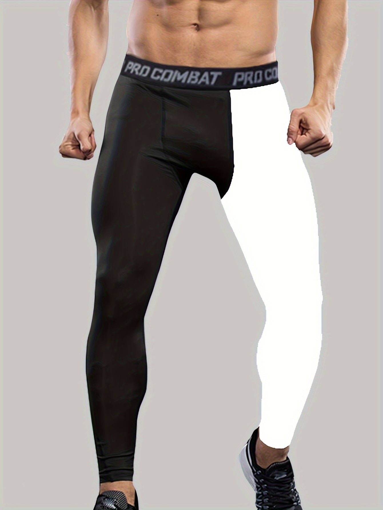 Men's Block Leggings Active Sports Compression Pants