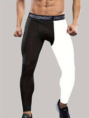 Men's Block Leggings Active Sports Compression Pants