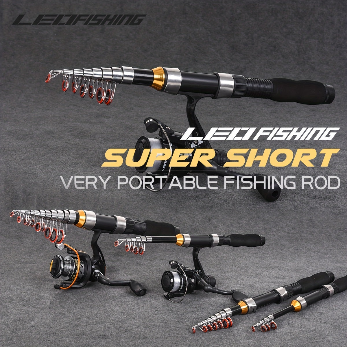 LEOFISHING Short Mini Fishing Rod Portable Telescoping Small Sea Fishing Pole