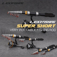 LEOFISHING Short Mini Fishing Rod Portable Telescoping Small Sea Fishing Pole